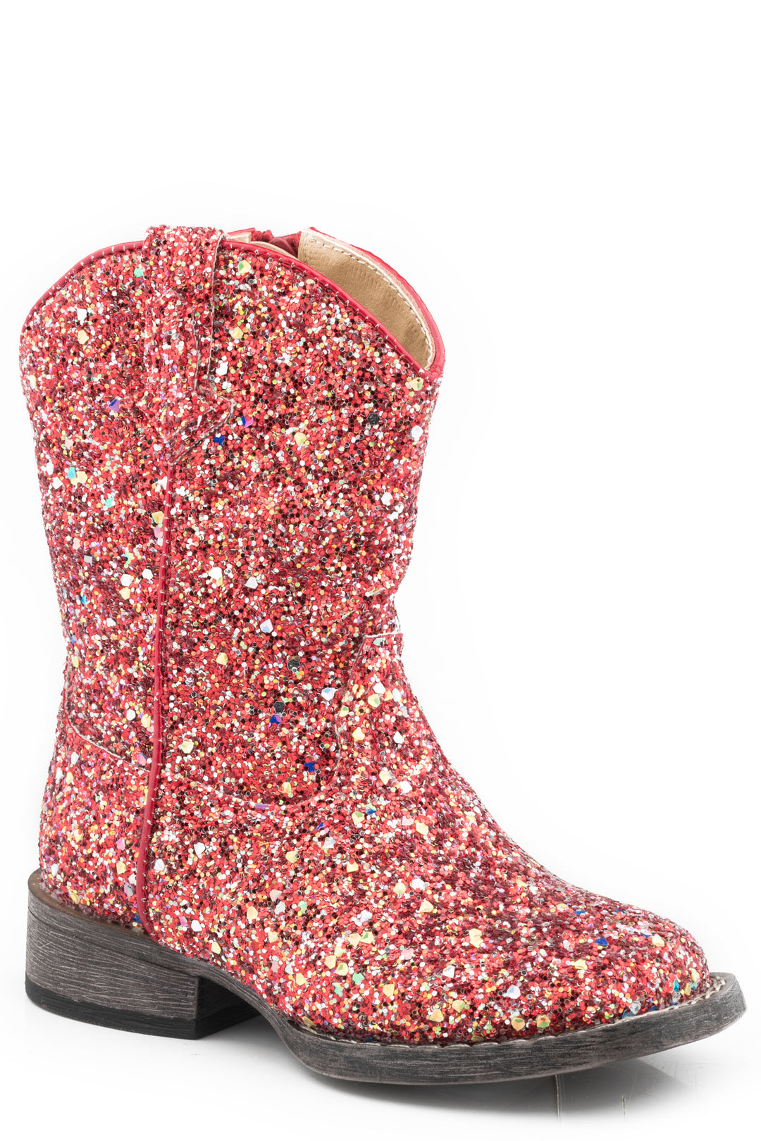 GIRLS TODDLER RED MULTI GLITTER VAMP