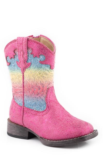 TODDLERS GIRLS PINK METALLIC FAUX LEATHER VAMP