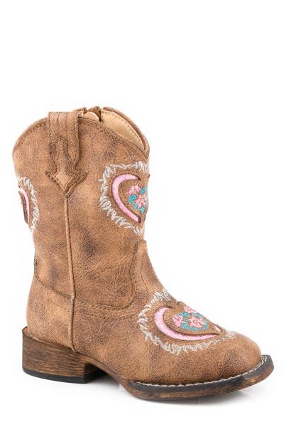 TODDLERS GIRLS VINTAGE TAN VAMP AND SHAFT