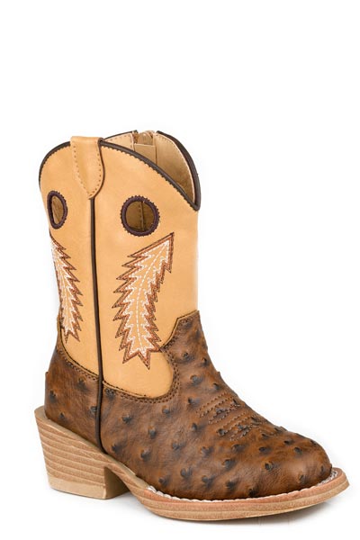 TODDLER BOYS BROWN FAUX OSTRICH VAMP