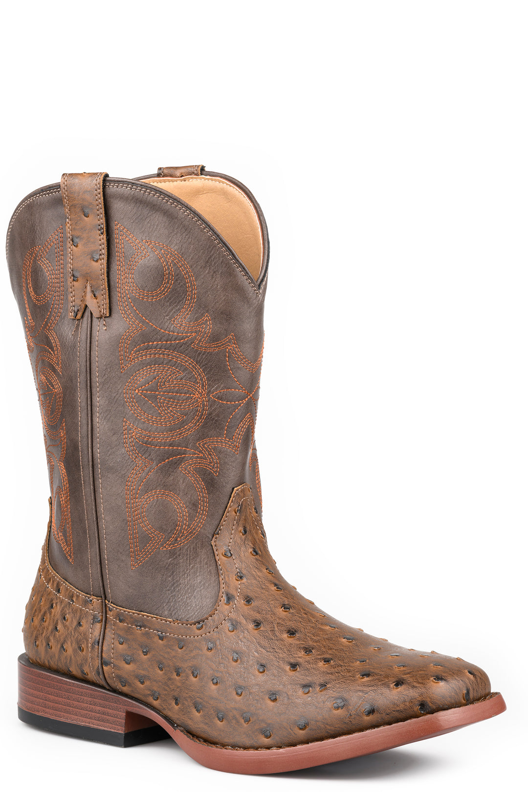 LITTLE KIDS BOYS ROPER WESTERN BROWN FAUX LEATHER LUKE BOOT
