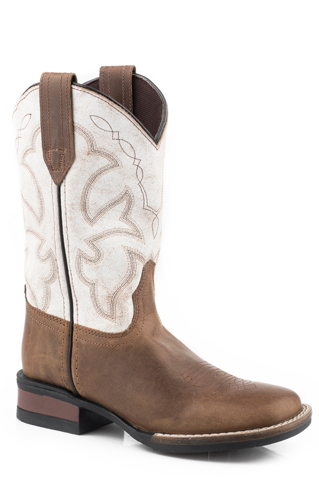 LITTLE BOYS TAN BURNISHED LEATHER VAMP