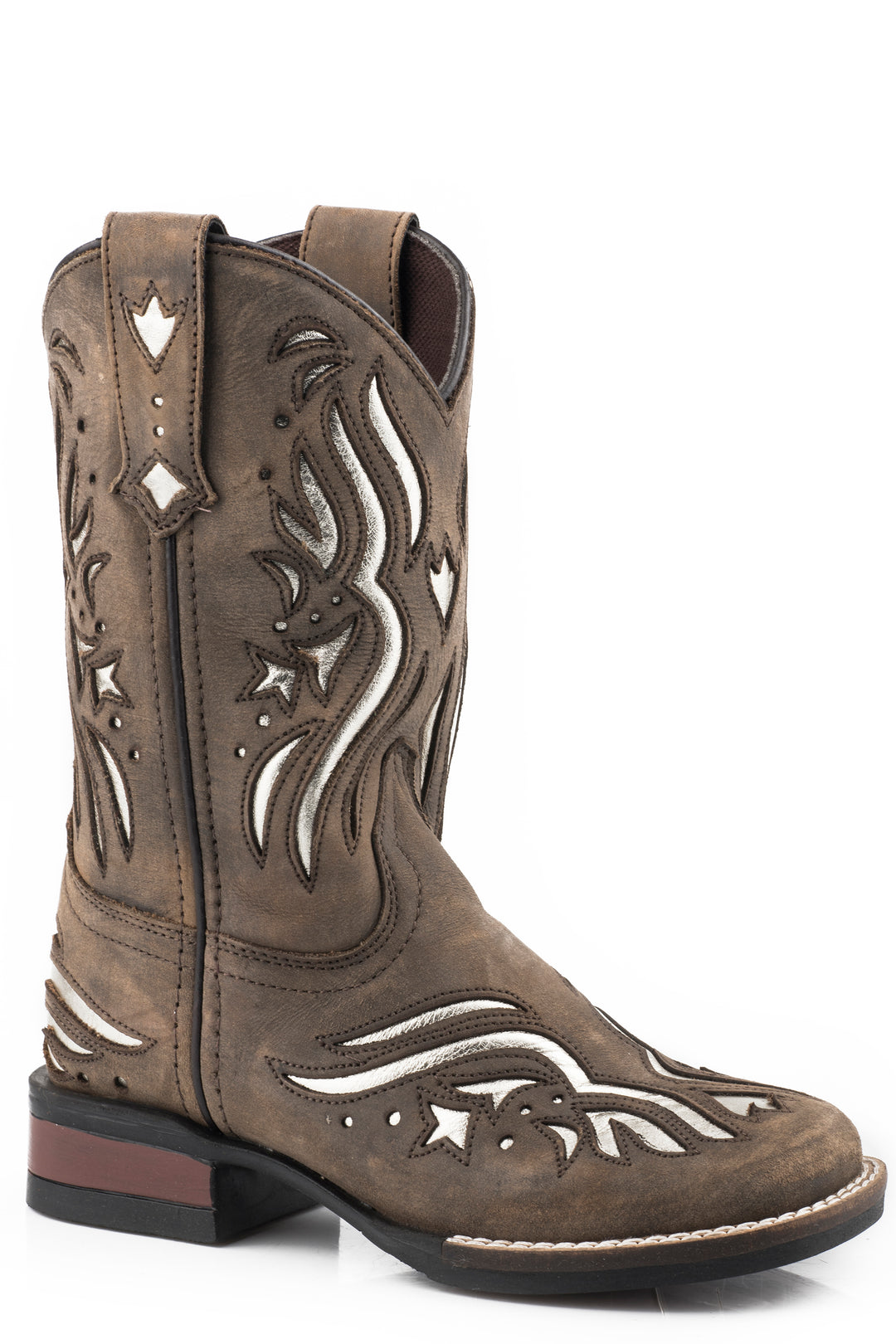 LITTLE GIRLS BROWN OILED LEATHER UPPER