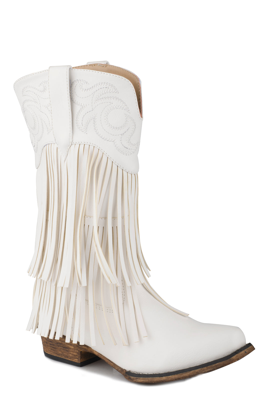 LITTLE KIDS GIRLS WHITE SMOOTH FRINGE BOOT