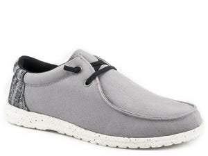 LITTLE BOYS GREY CANVAS WITH MULTI COLORED HEEL