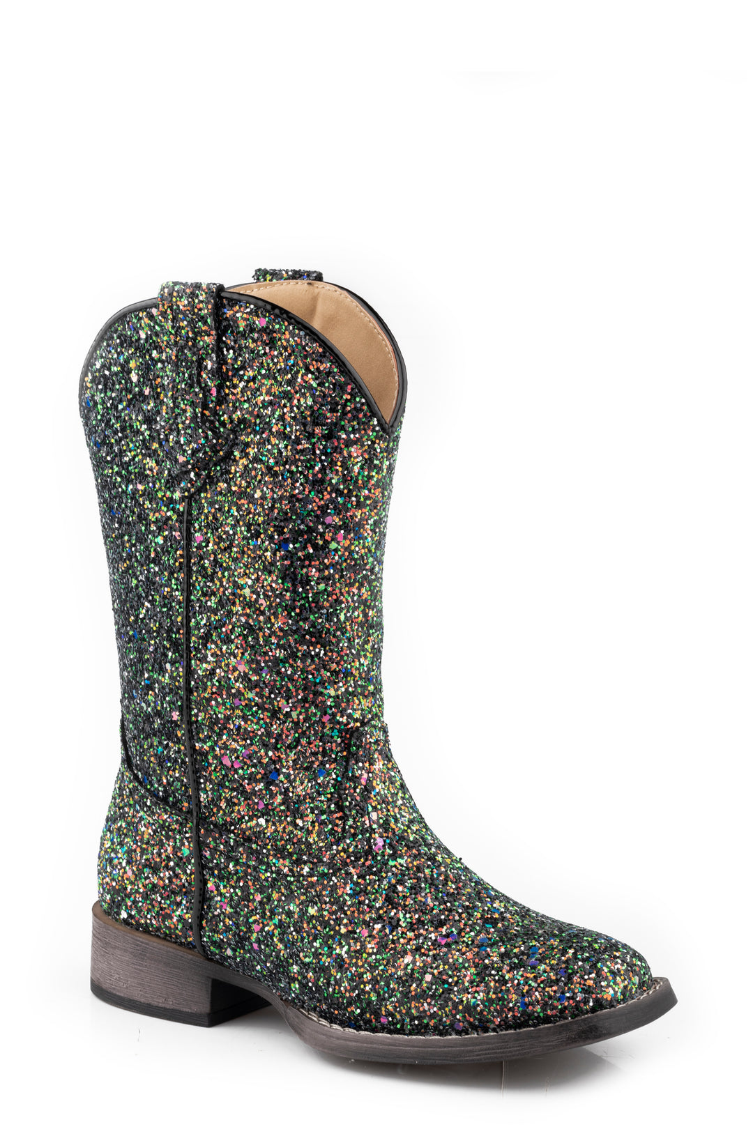 LITTLE GIRLS BLACK GLITTER VAMP AND SHAFT