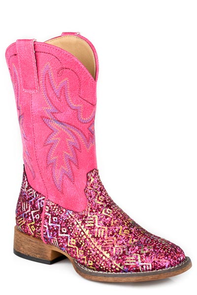 GIRLS ROPER FUSCHIA AZTEC GLITTER VAMP GLITTER AZTEC II BOOTS