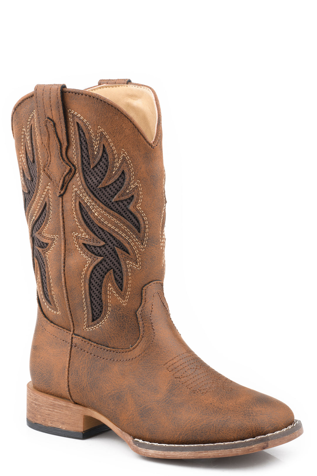 LITTLE KIDS BOYS ROPER BROWN MESH WESTERN DRAFTMASTER BOOTS