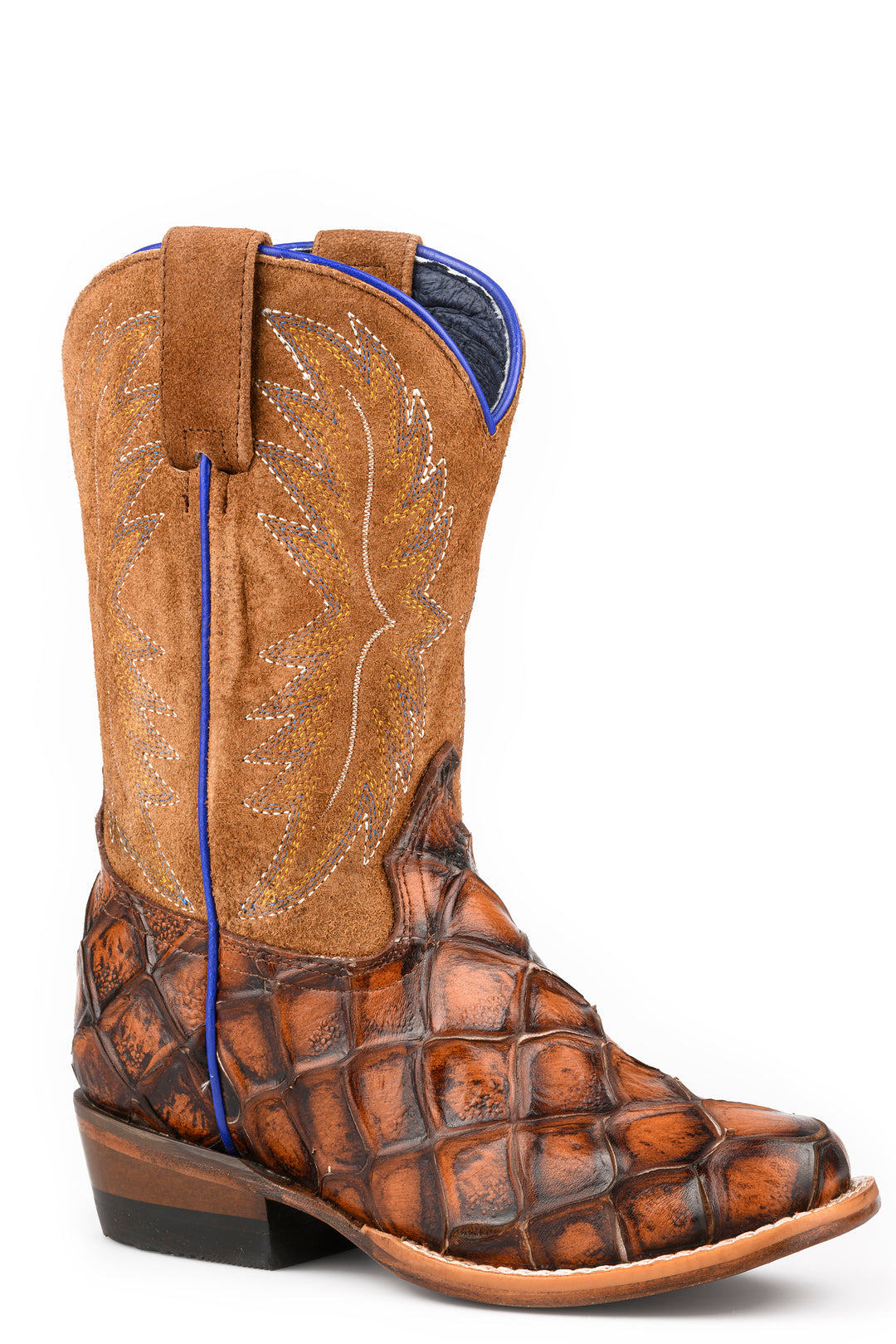 LITTLE KIDS BOYS ROPER BROWN SUEDE LEATHER AMAZON FISH BOOTS