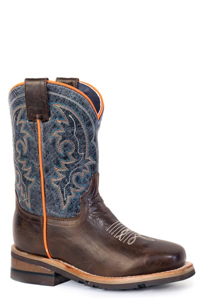 BOYS ROPER BURNISH BROWN LEATHER VAMP CLINT - GEO BOOTS