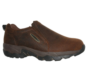MENS BROWN TUMBLED LEATHER SLIP ON