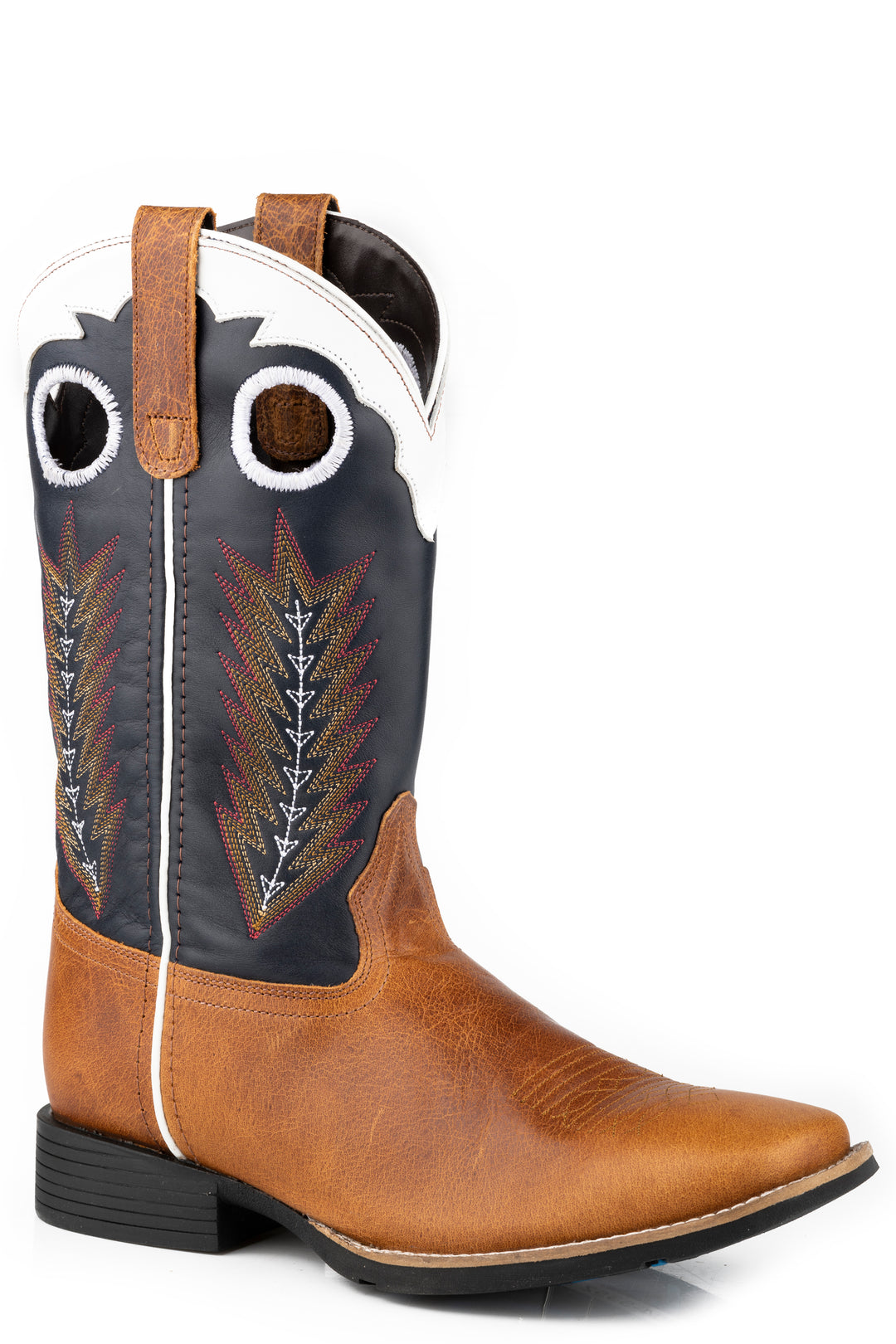 MENS TAN VAMP WITH NAVY LEATHER SHAFT