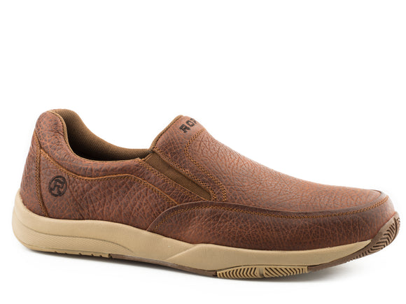 MENS SWIFTER SOLE SLIP ON TAN TUMBLED LEATHER