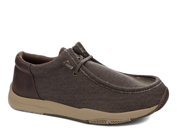 MENS BROWN CANVAS WITH FAUX LEATHER HEEL
