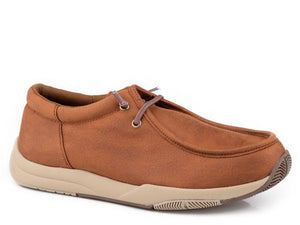 MENS COGNAC FAUX LEATHER UPPER