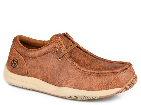 MENS ROPER TAN FAUX TUMBLED LEATHER UPPER CLEARCUT LOW CASUAL SHOE