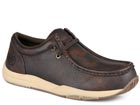 MENS BROWN FAUX TUMBLED LEATHER UPPER