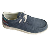 MENS NAVY CANVAS WITH MULTI FABRIC HEEL