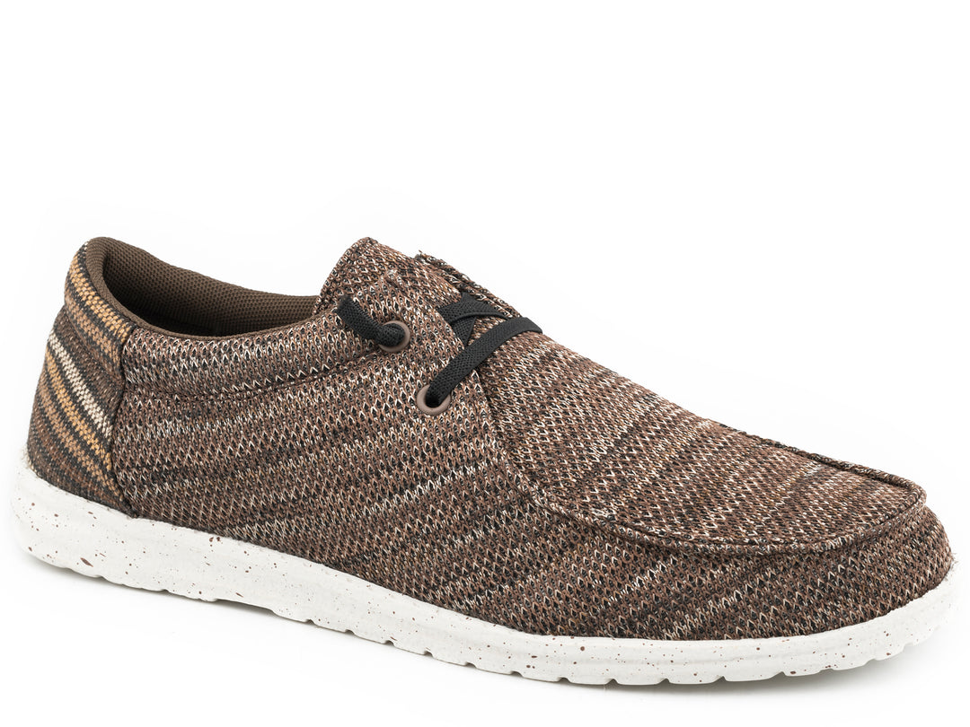 MENS BROWN UPPER WITH MULTI STRIPED HEEL
