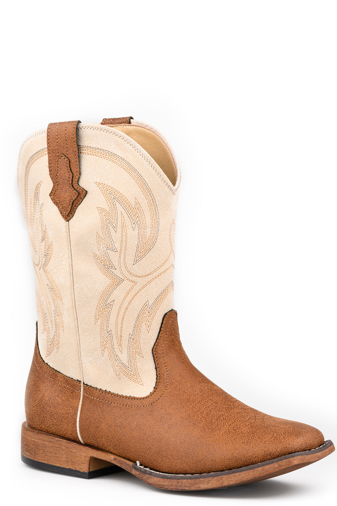 MENS ROPER VINTAGE CREME FAUX LEATHER COWBOY CLASSIC BOOTS