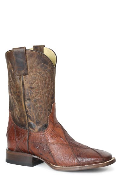 MENS OSTRICH PATCHWORK COGNAC