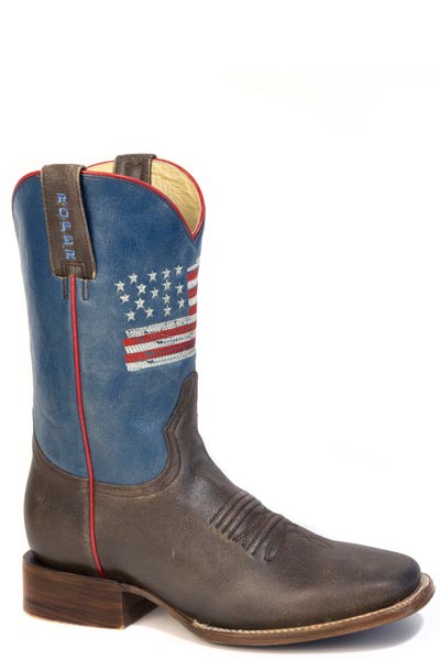 MENS ROPER VINTAGE BROWN LEATHER VAMP 250 USA BOOTS
