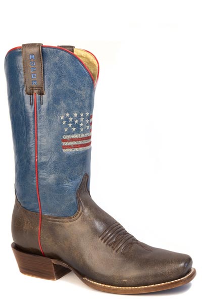 MENS ROPER VINTAGE BROWN LEATHER VAMP 250 USA - CUTTER BOOTS