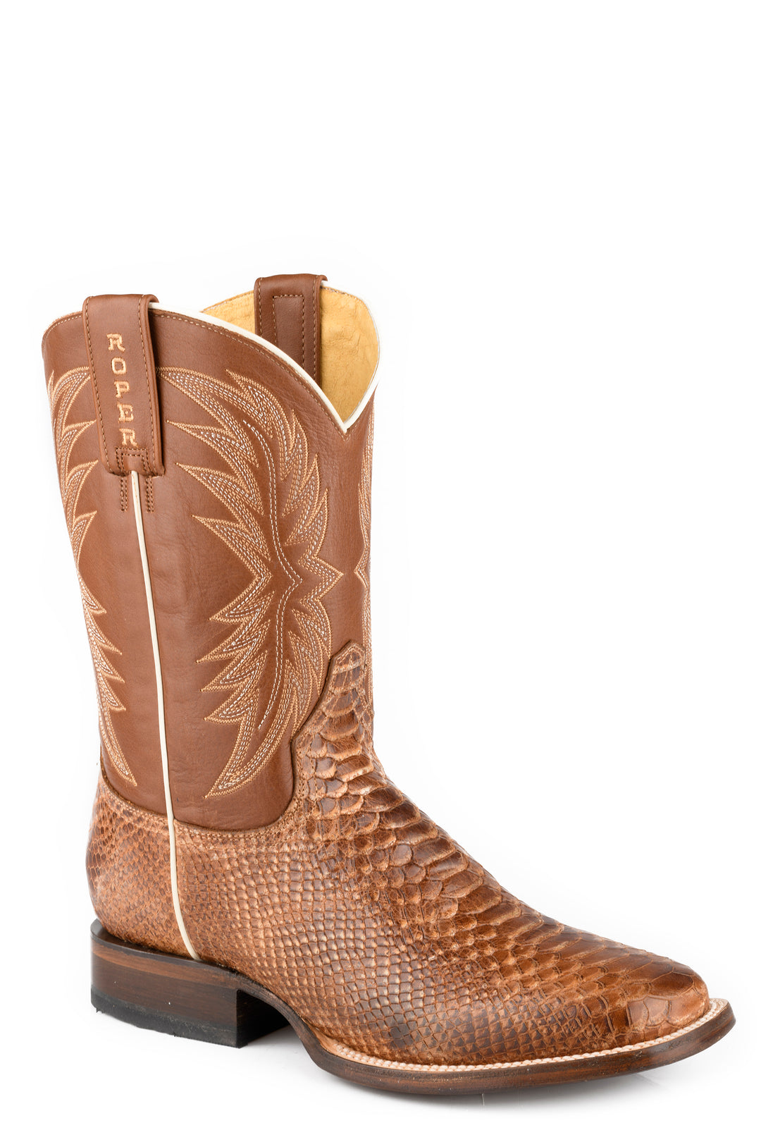 MENS EMBOSSED COGNAC PYTHON LEATHER VAMP
