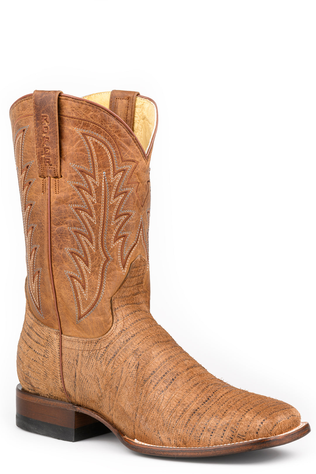 MENS ROPER BURNISH TAN LEATHER LEAPIN LIZARDS BOOTS