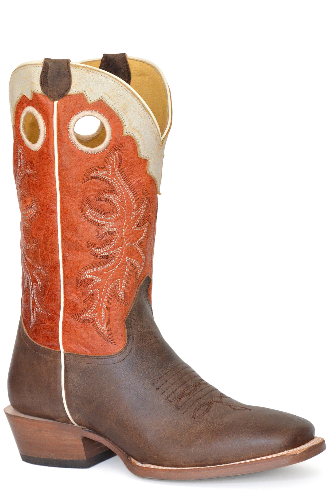 MENS BURNISHED BROWN LEATHER VAMP WHITE