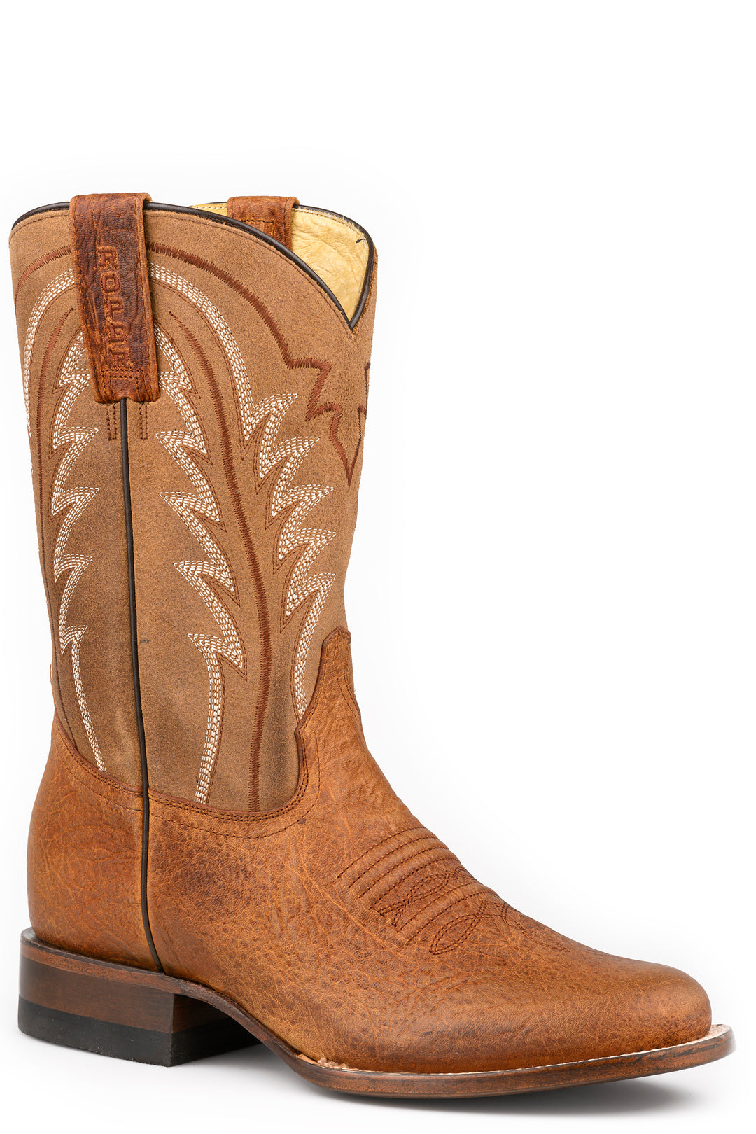 MENS ROPER BURNISH TAN SUEDE LEATHER FAUX BISON BOOTS
