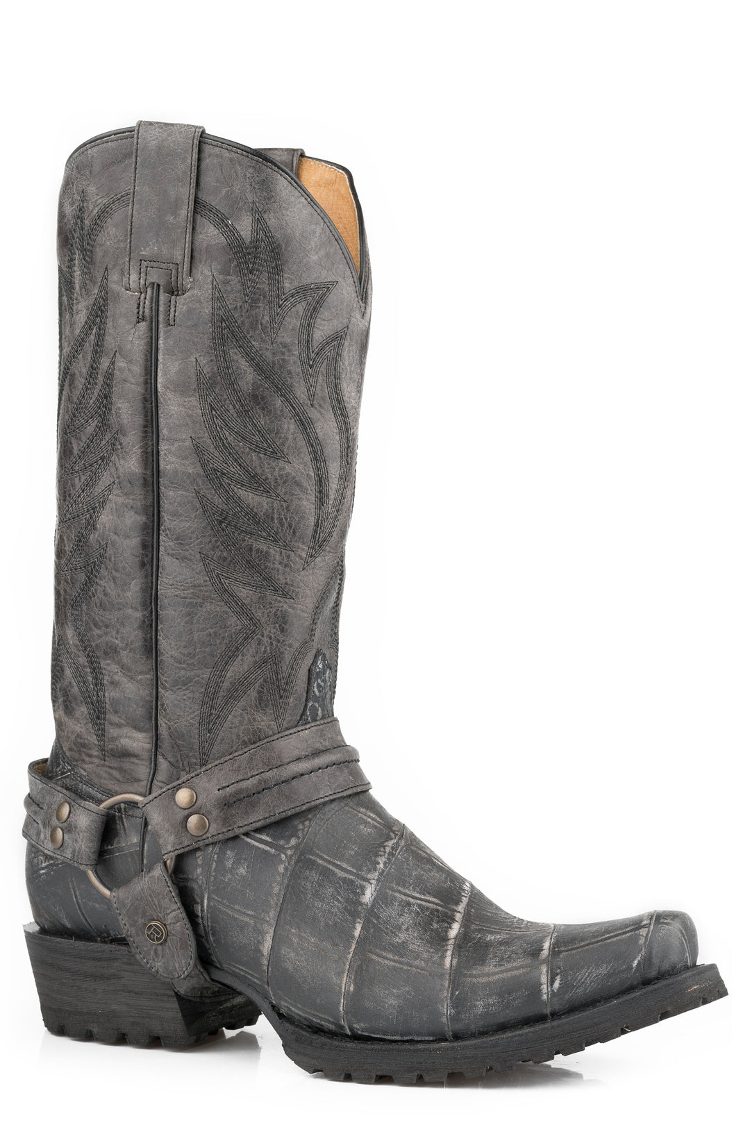 MENS EMBOSSED VINTAGE GREY ALLIGATOR VAMP