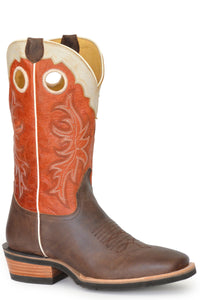 MENS BURNISHED BROWN LEATHER VAMP WHITE