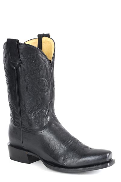 MENS MARBLED BLACK LEATHER VAMP AND SHAFT