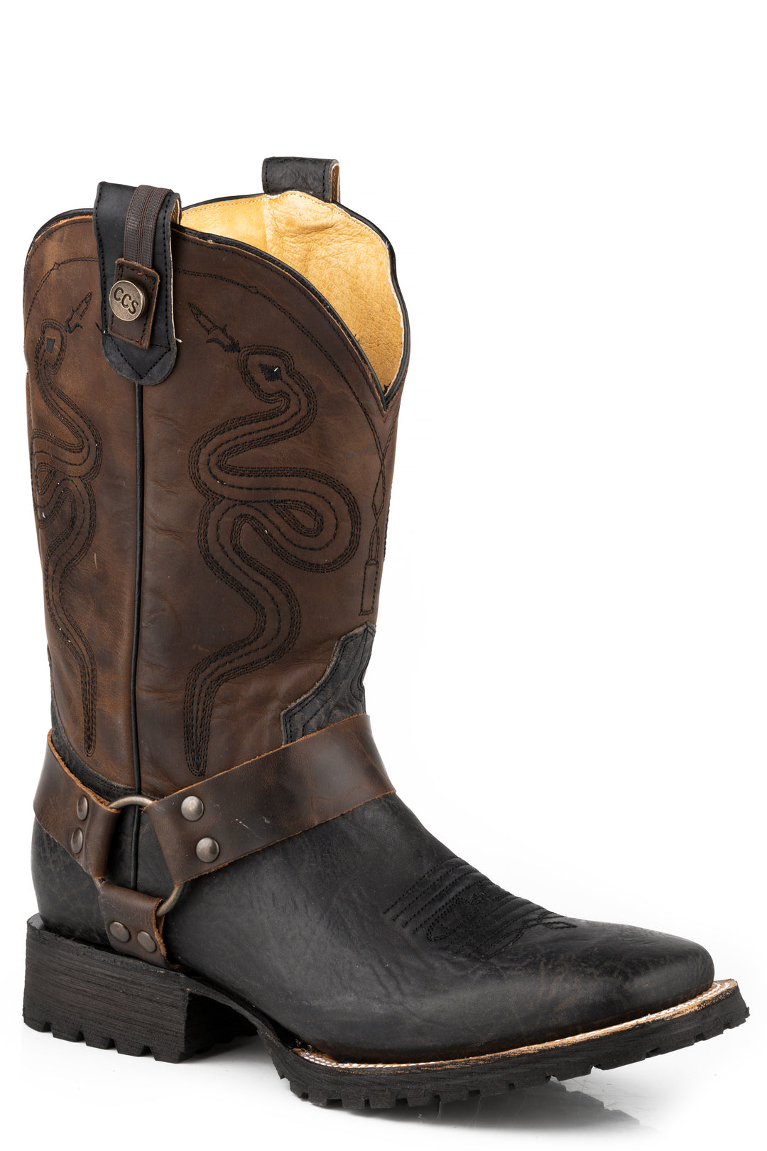 MENS WAXY BLACK LEATHER VAMP