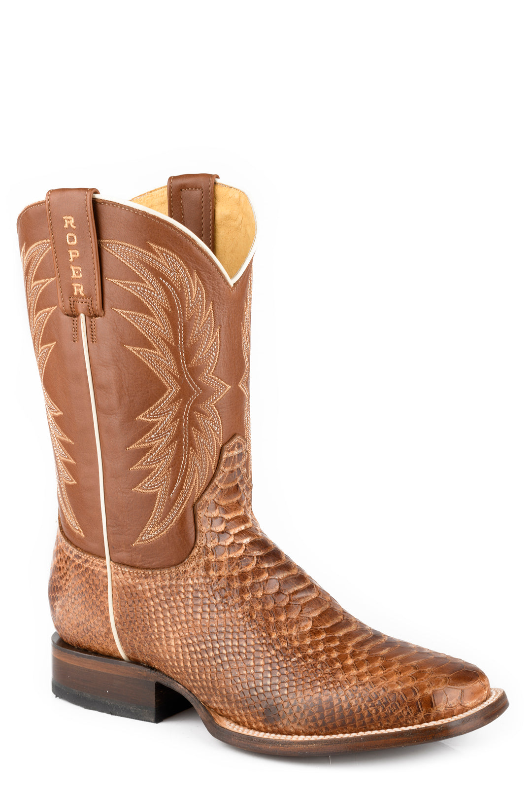 MENS EMBOSSED COGNAC PYTHON LEATHER VAMP