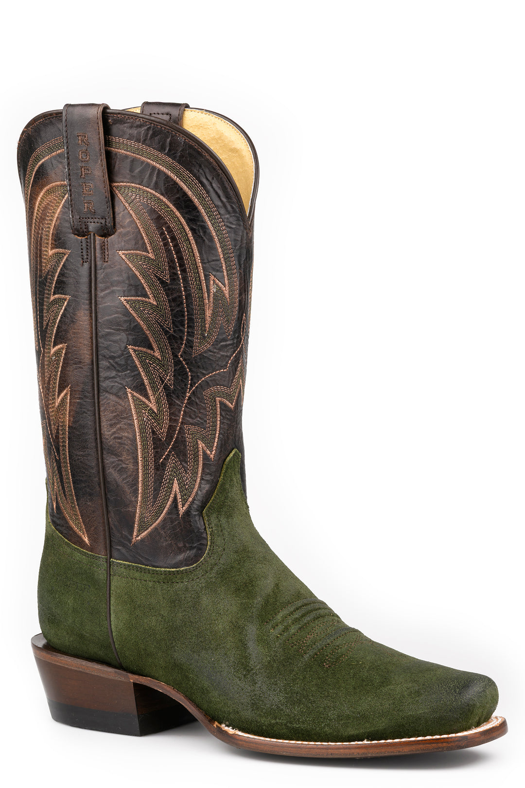 MENS ROPER MARBELED BROWN LEATHR DROVER BOOTS