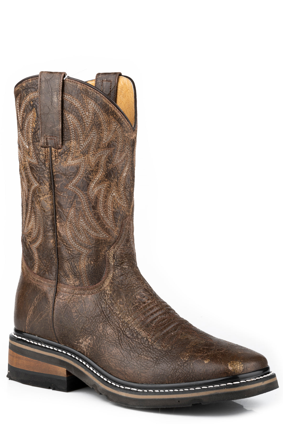 MENS WAXY BROWN LEATHER VAMP AND SHAFT