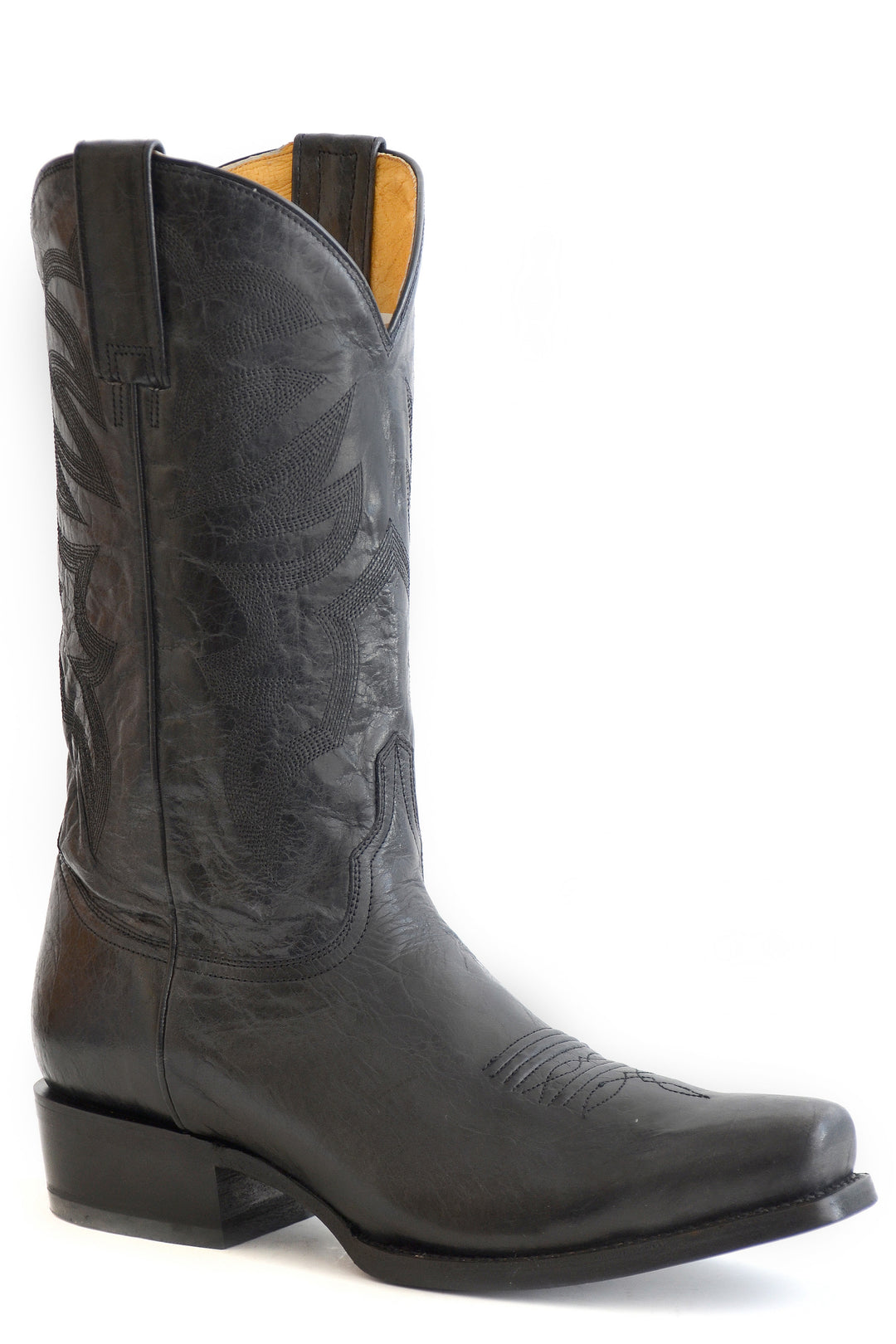 MENS MARBLED BLACK LEATHER VAMP AND SHAFT