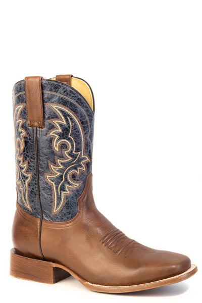 MENS ROPER BURNISH BROWN LEATHER VAMP HANK BOOTS