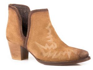WOMENS TAN SUEDE LEATHER ANKLE BOOT