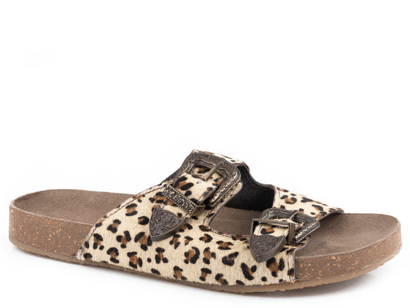 WOMENS LEOPARD HAIR ON HIDE LEATHER