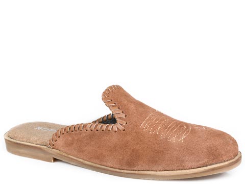 WOMENS ROPER BROWN COW SUEDE HAMPTON MULES