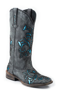 WOMENS 12 IN LEATHER BOOT WITH UNDERAY ON VAMP AND SHAFT