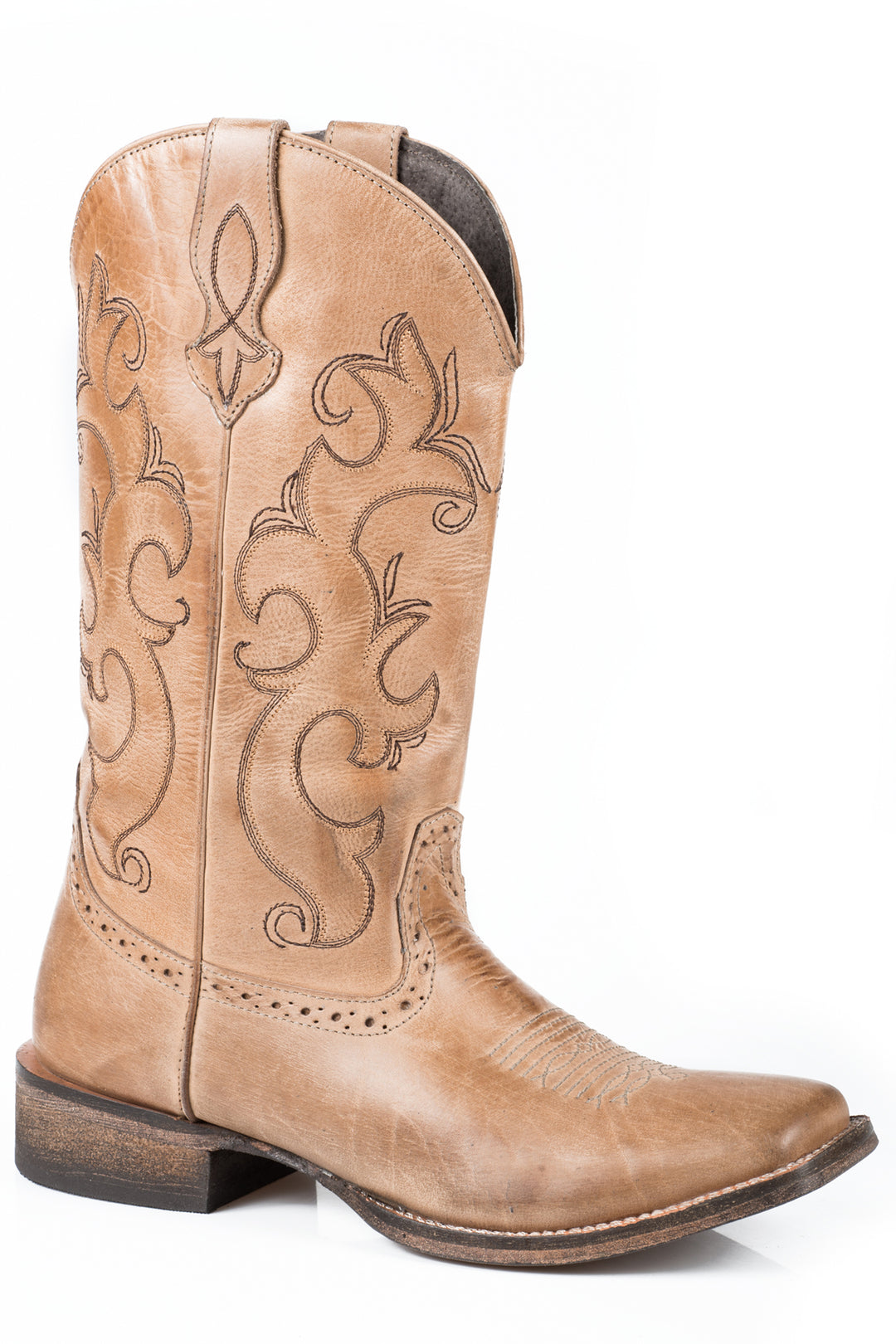 WOMENS LEATHER COWBOY BOOT TAN SOFT LEATHER