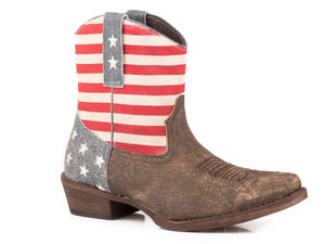 WOMENS BROWN VAMP WITH FLAG SHAFT LEATHER SHORTY