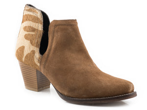 WOMENS TAN COW HAIR ON HIDE ANKLE BOOT