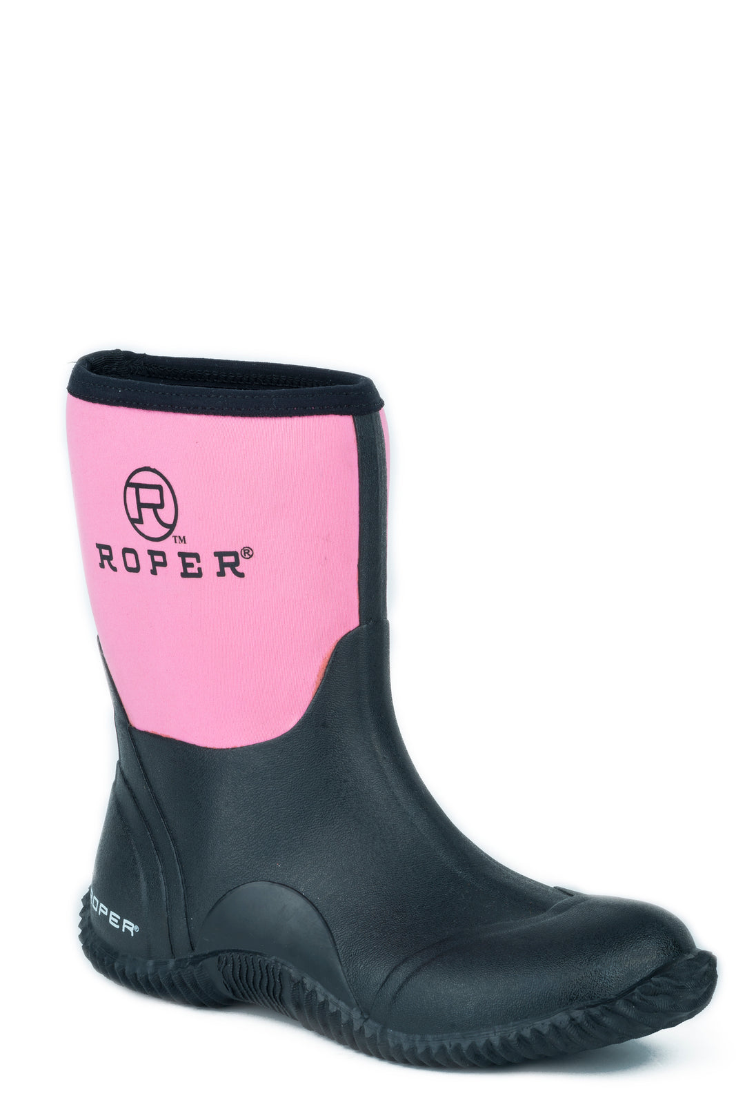 WOMENS BARN BOOT BLACK RUBBER BOTTOM WITH PINK NEOPRENE UPPER