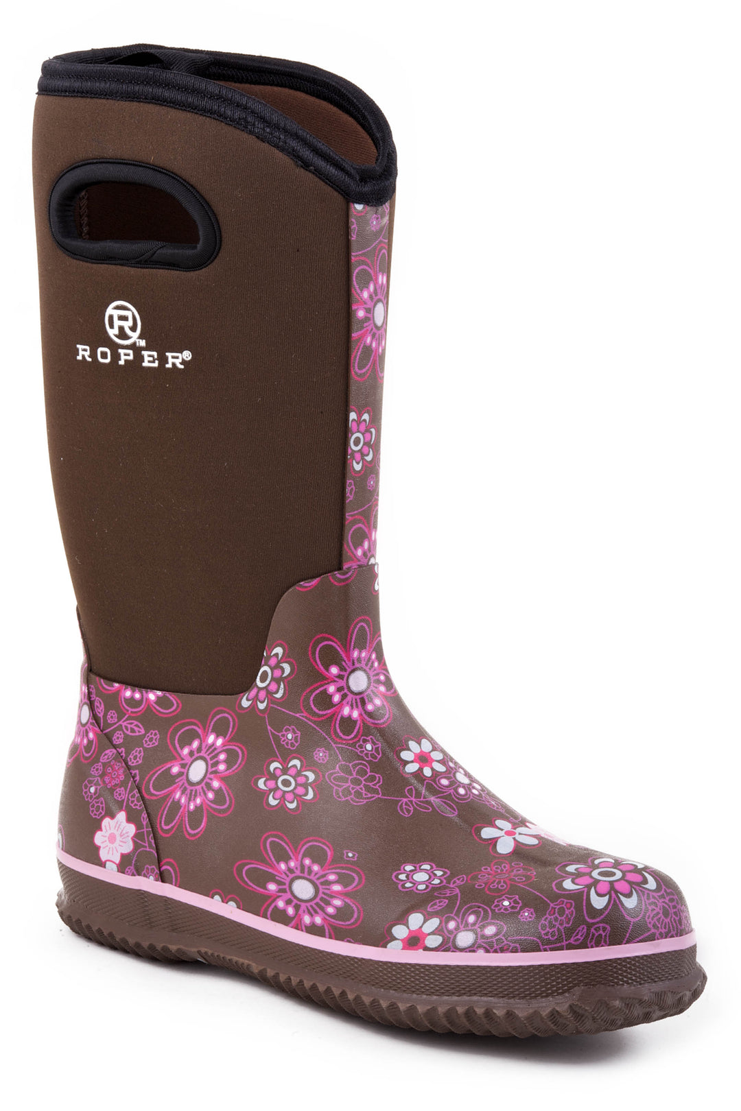 WOMENS BARN BOOT FLORAL PRINT WITH BROWN NEOPRENE UPPER