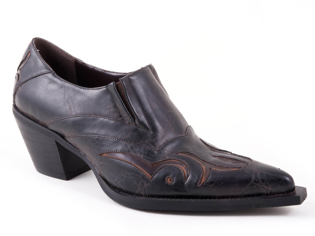 WOMENS FASHION ANKLE SHOE BOOT VINTAGE BLACK FAUX LEATHER